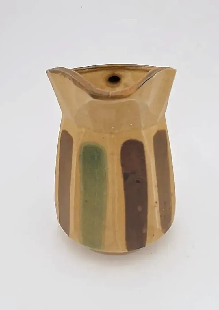 Vintage MCM Art Pottery Creamer Pitcher Earth Tone Drip Glaze Japan