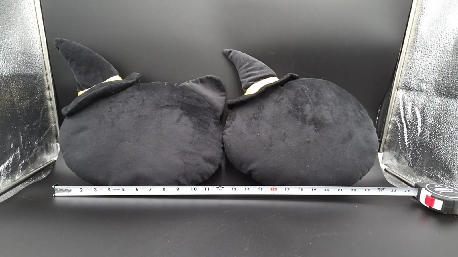 Set of 2 Halloween Black Cat Plush Throw Pillows 🎃