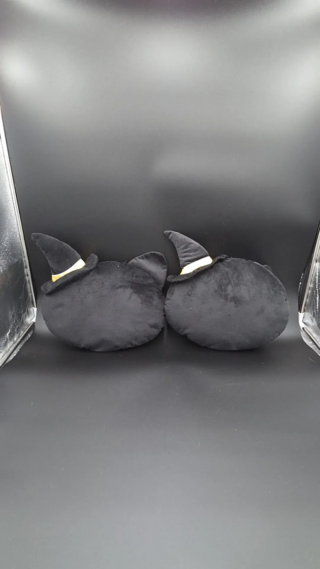 Set of 2 Halloween Black Cat Plush Throw Pillows 🎃