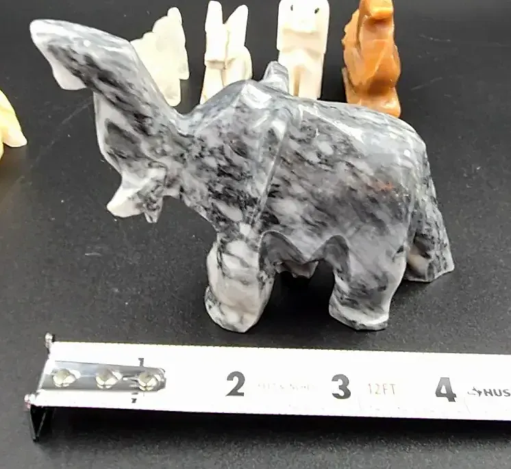 Vintage Hand  Animal Figurines Lot of 7 Elephant Dog — maker's mark