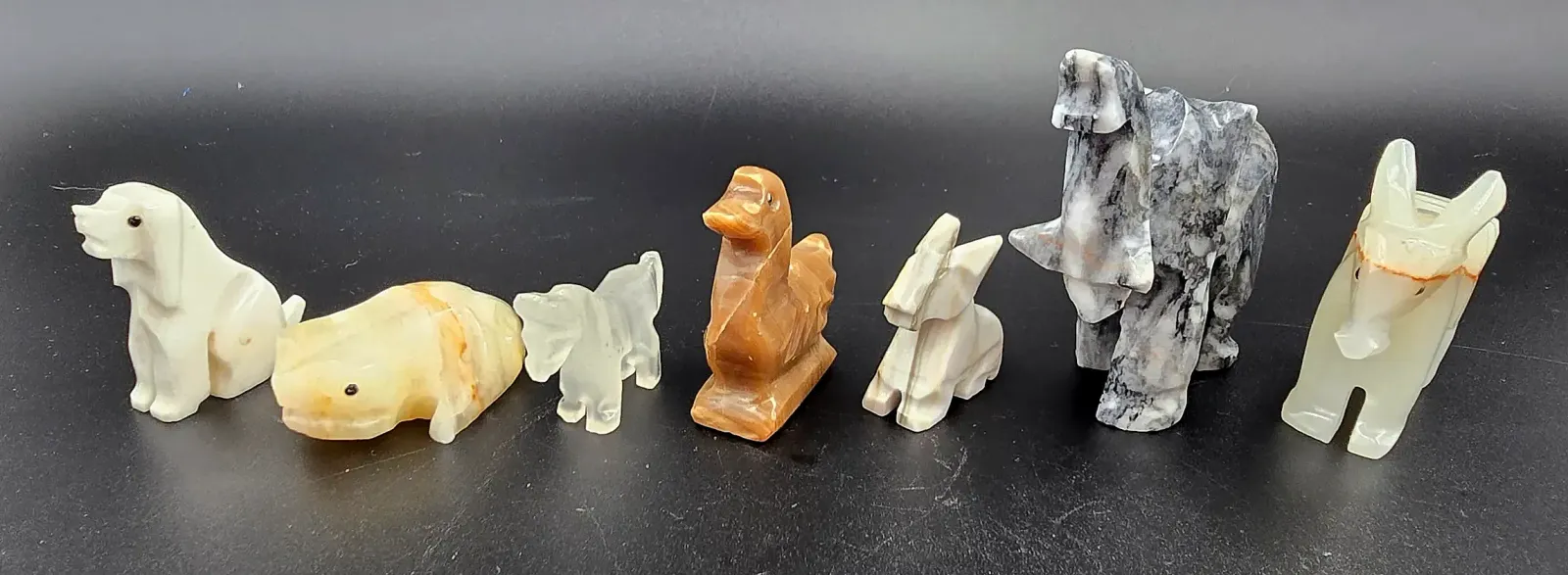 Vintage Hand  Animal Figurines Lot of 7 Elephant Dog