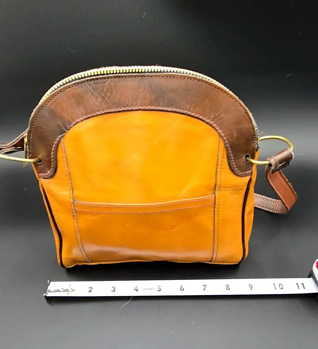 Mid Century W T Grant Co Leather Handbag Shoulder Purse Vintage Yellow