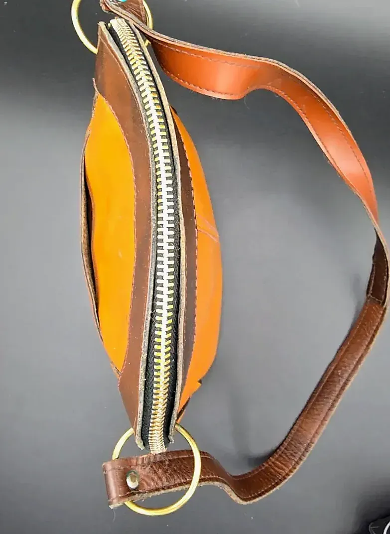 Mid Century W T Grant Co Leather Handbag Shoulder Purse Vintage Yellow