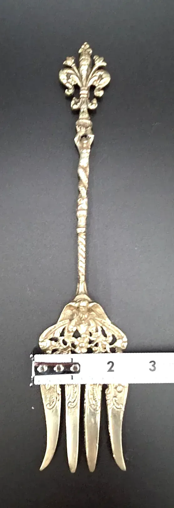 Vintage Bellini Italy Ornate Silverplate Serving Fork Cherub Fleur-de-Lis