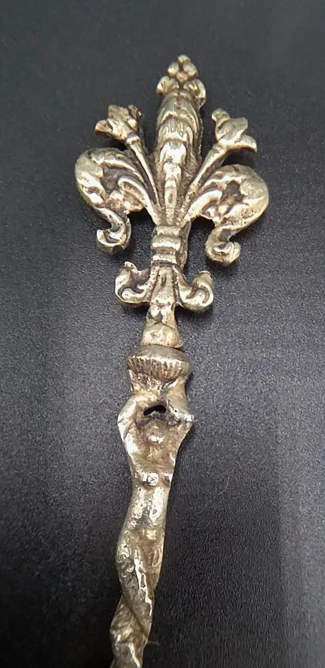 Vintage Bellini Italy Ornate Silverplate Serving Fork Cherub Fleur-de-Lis