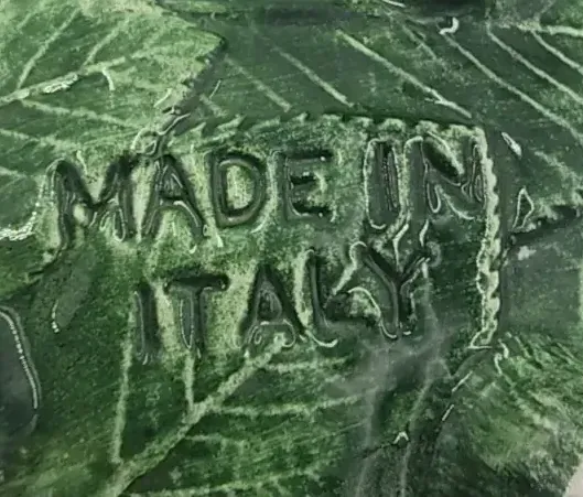 Vintage Made in Italy Green Leaf Majolica style Pottery Trinket Bowl