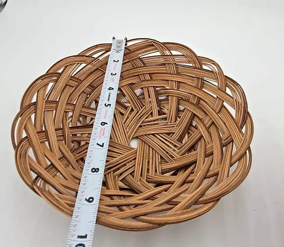 Vintage Rattan Wicker Baskets Set of 2 Scalloped Open Weave Boho