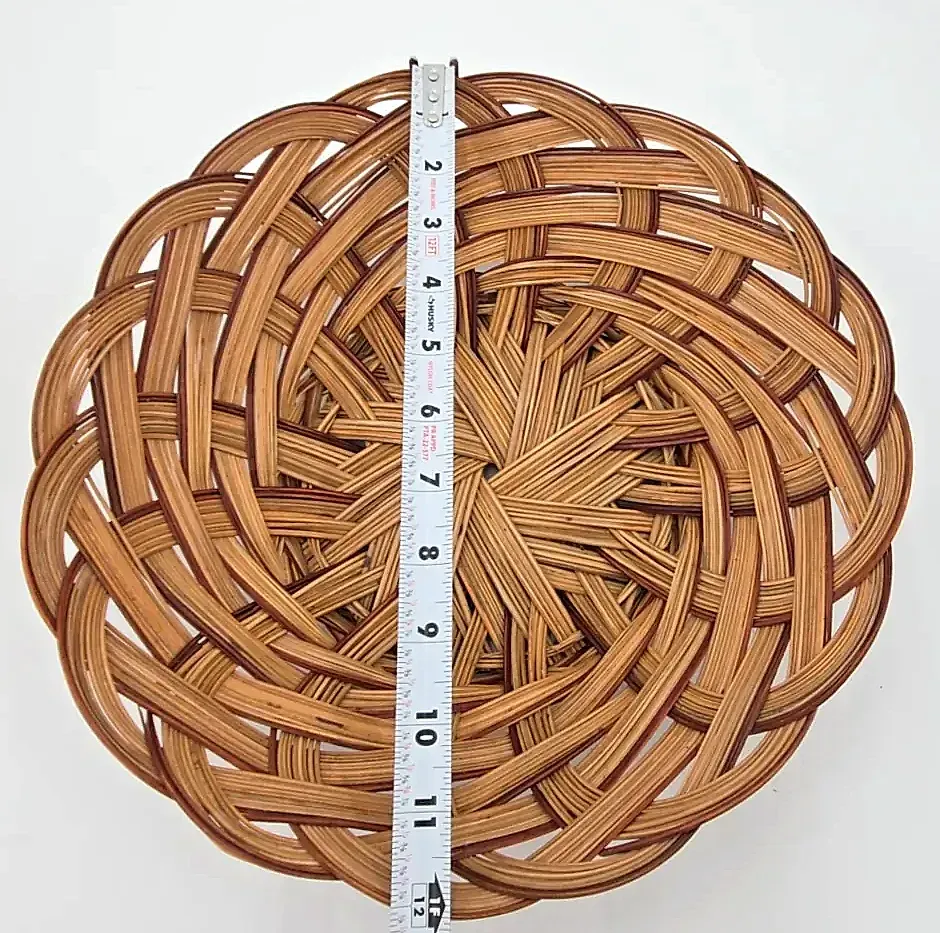 Vintage Rattan Wicker Baskets Set of 2 Scalloped Open Weave Boho