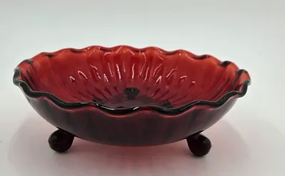 Red glass candy dish