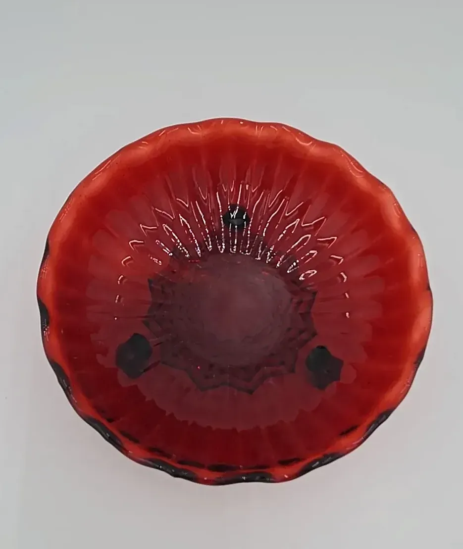 Red glass candy dish