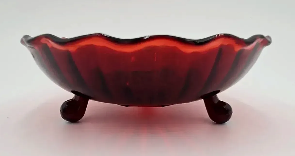 Red glass candy dish