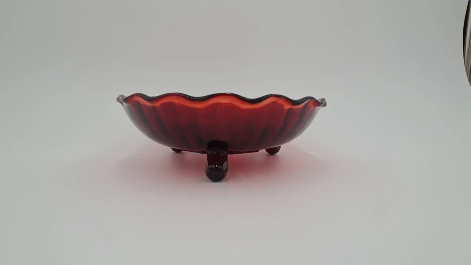 Red glass candy dish