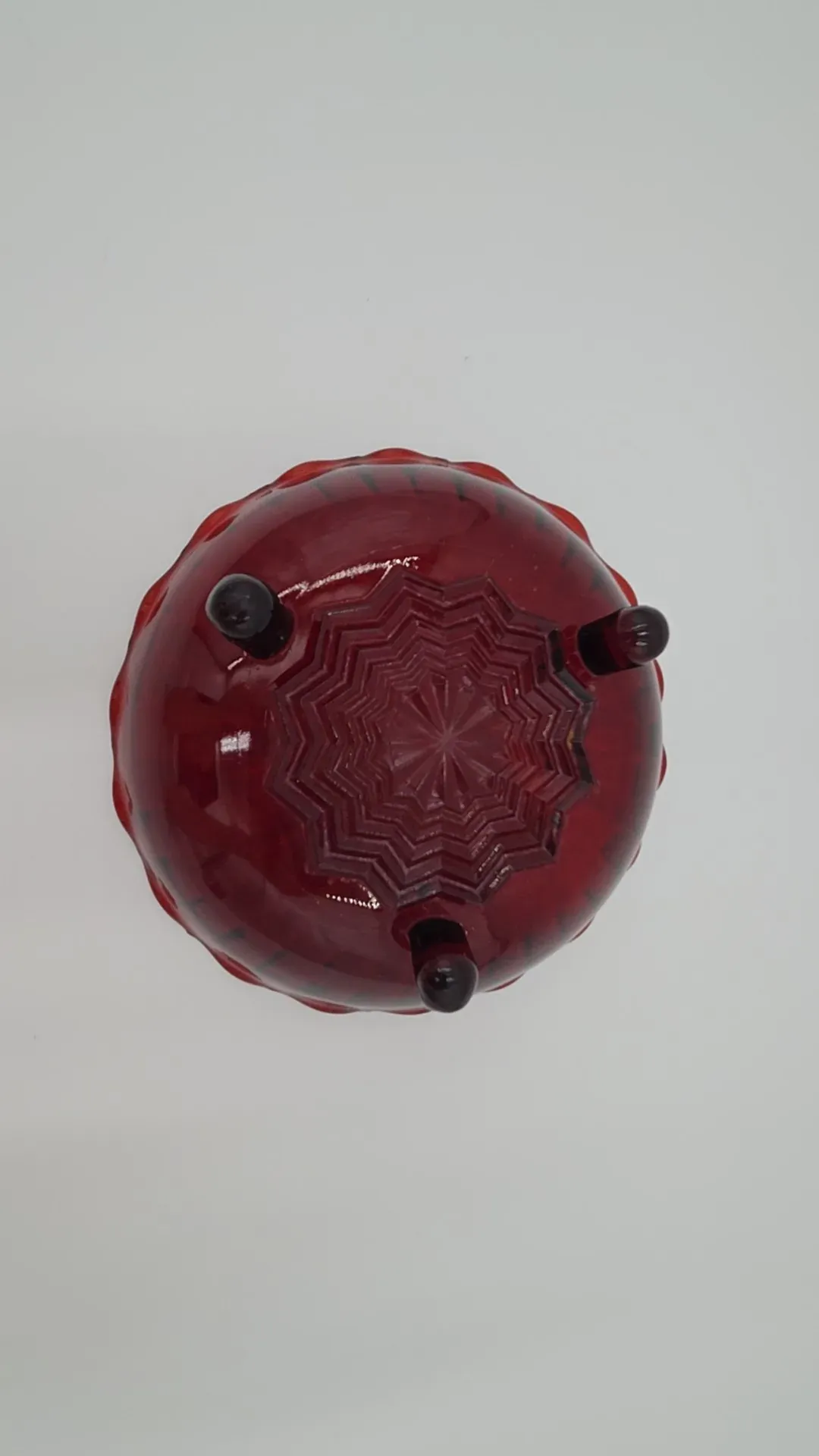Red glass candy dish