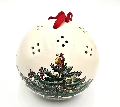 Spode Christmas Tree Pomander Ornament Ceramic Ball England w/ Original Box