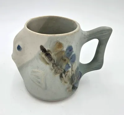 Kent Follette Studio Pottery Fish Mug Handcrafted Art Ceramic Coffee Cup Signed