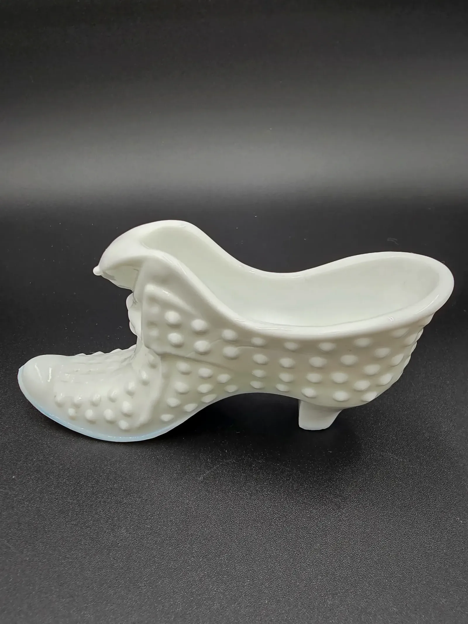 vintage milk glass slipper