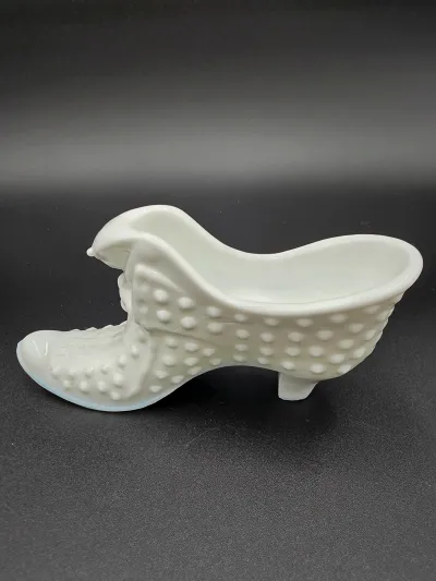vintage milk glass slipper