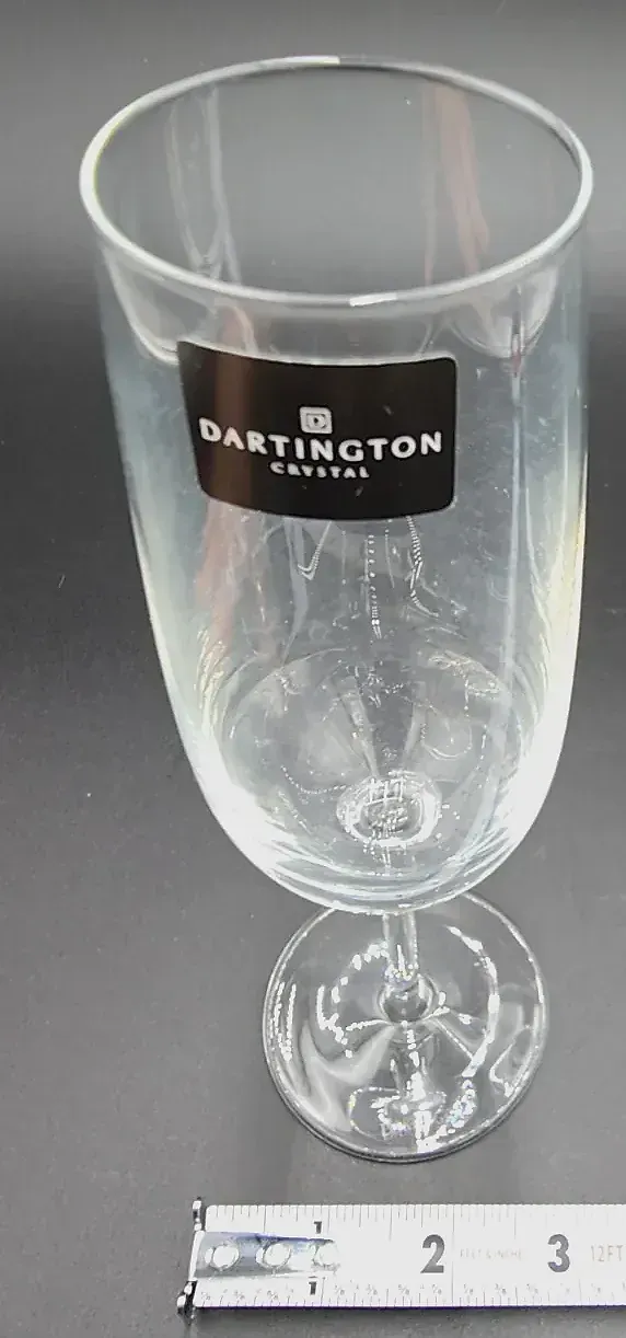 Set of 2 Vintage Dartington Crystal "Drink!" Series Champagne Flutes  Signed