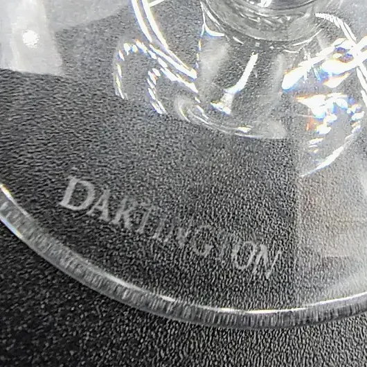 Set of 2 Vintage Dartington Crystal "Drink!" Series Champagne Flutes  Signed