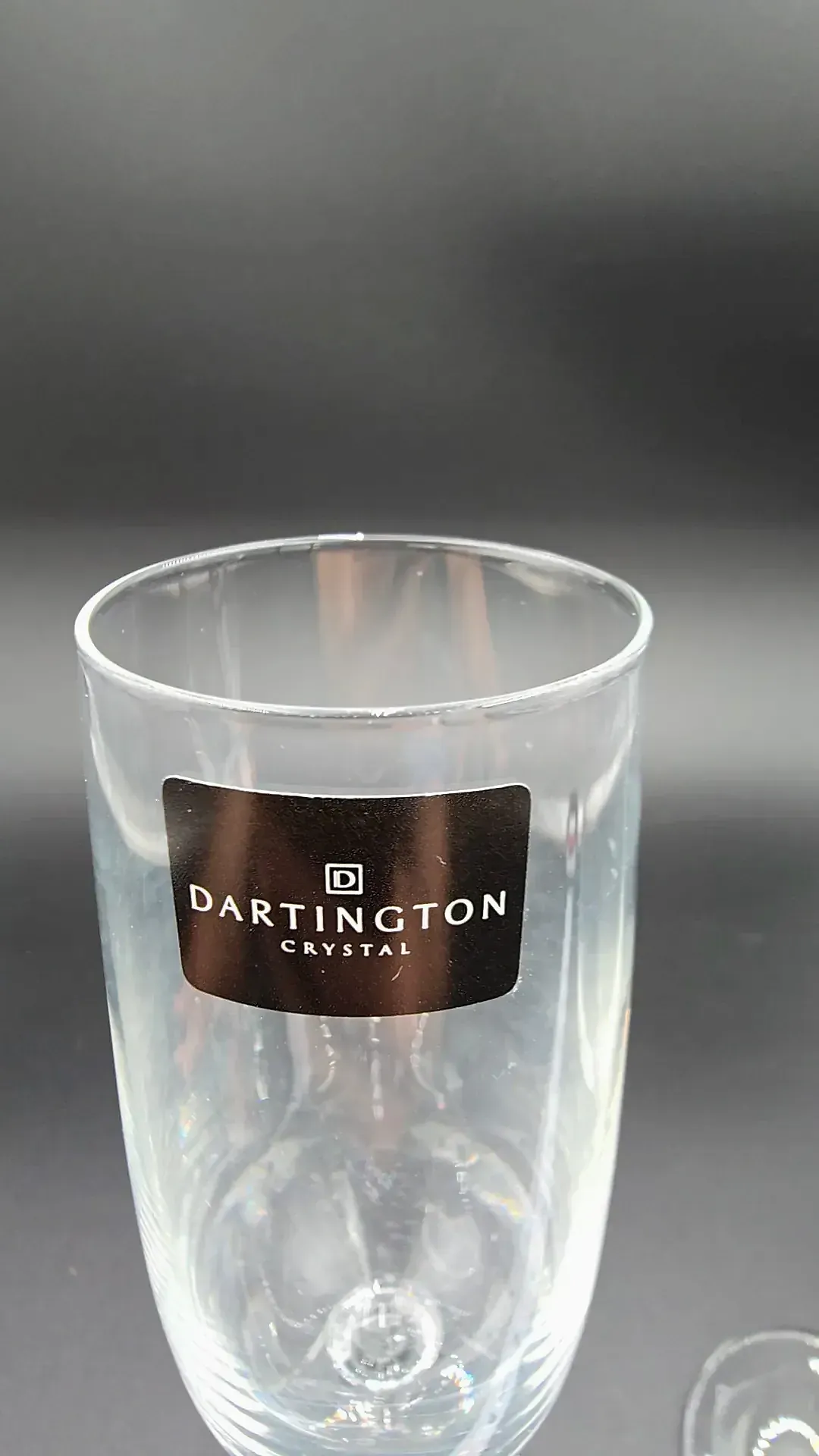 Set of 2 Vintage Dartington Crystal "Drink!" Series Champagne Flutes  Signed