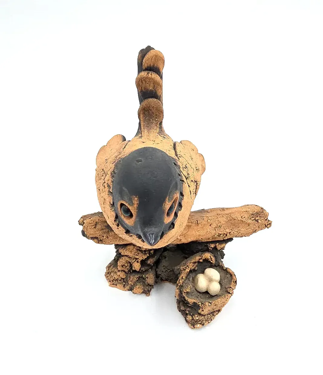 VTG Harry Whyte Australian Studio Pottery Bird Nest Figurine Signed — side view