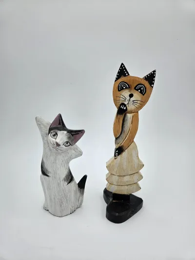 Cat wooden figures
