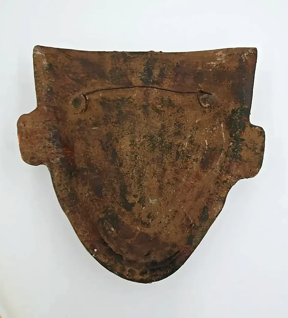 Vintage Mexican Terracotta Aztec Mask Art Decorative Clay Face Plaque — maker's mark