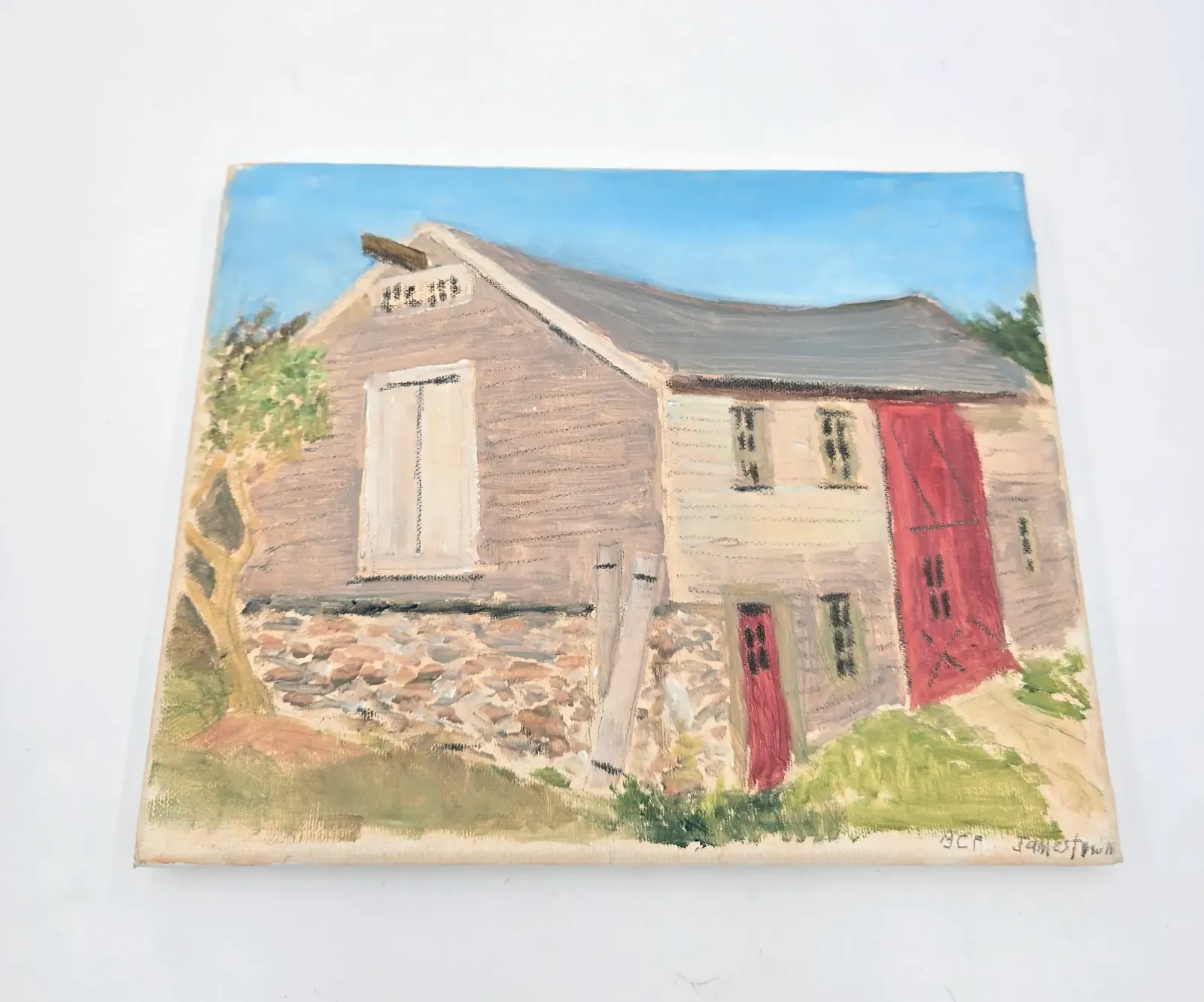 Original Signed Bruce Foreman Oil Painting Jamestown RI Barn Landscape Canvas