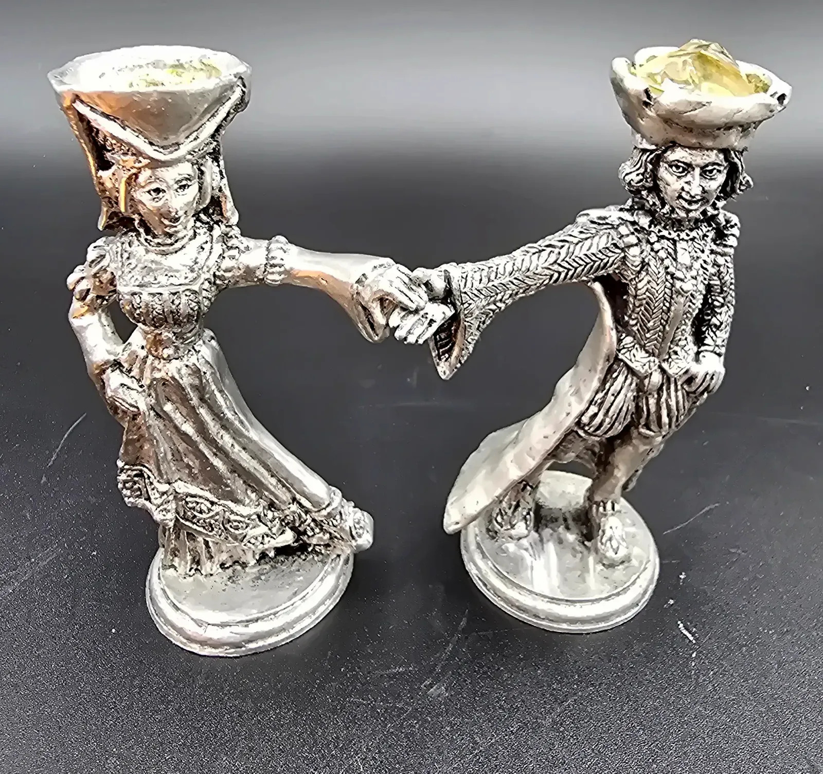 Vintage Fellowship Foundry Arthur Guinevere Pewter Wedding Goblets AS IS