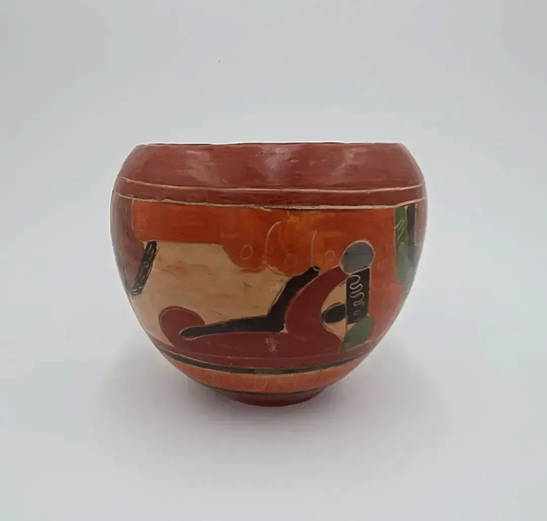 Southwestern Pottery Vase & Bowl Set Hand Painted Mexican Pueblo Style Decor