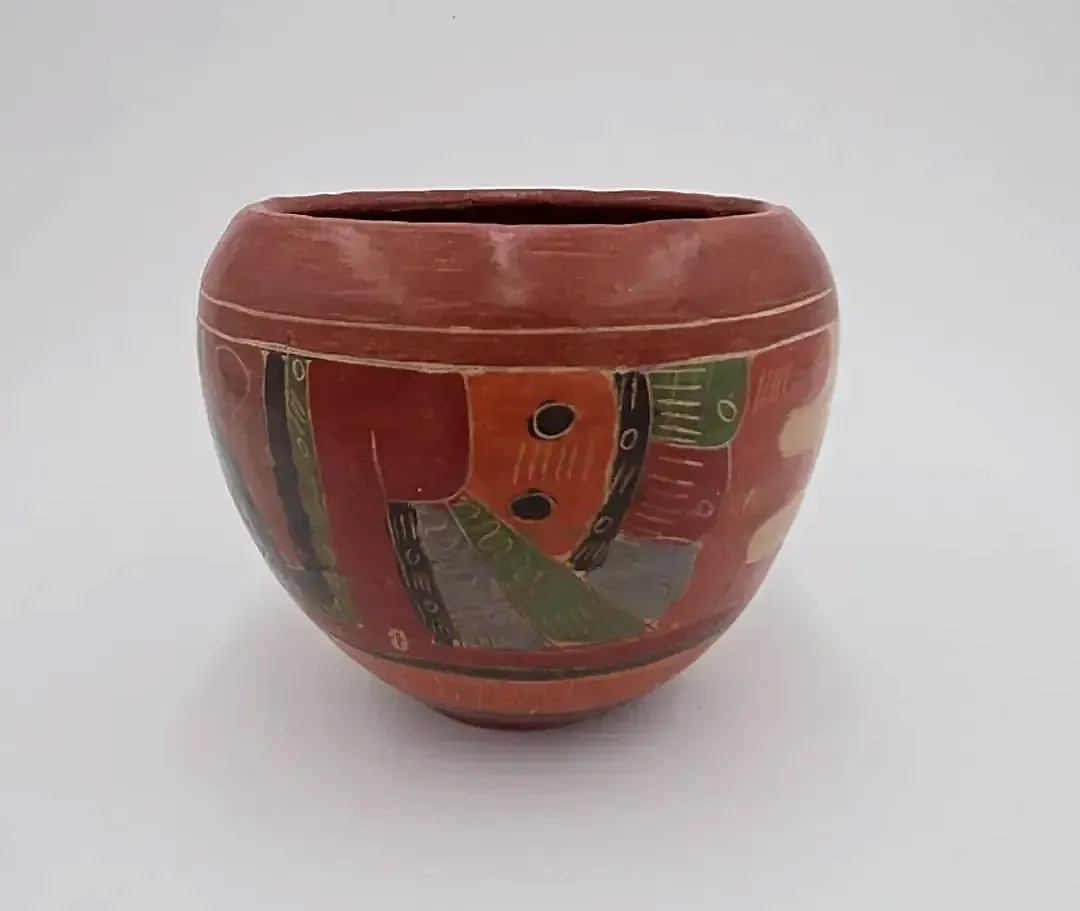 Southwestern Pottery Vase & Bowl Set Hand Painted Mexican Pueblo Style Decor
