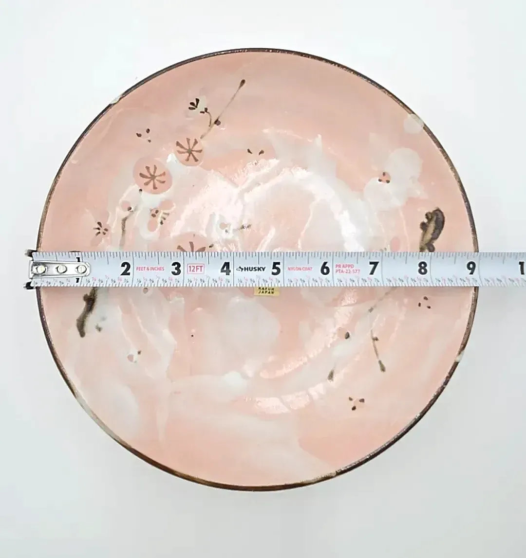 Kafuh Japan Hand Painted Cherry Blossom Serving Bowl & Plate Set Pink Floral