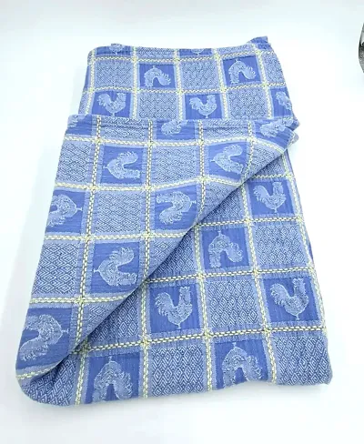 Vintage BARDWIL LINENS Blue French Country Rooster Jacquard Tablecloth Cotton