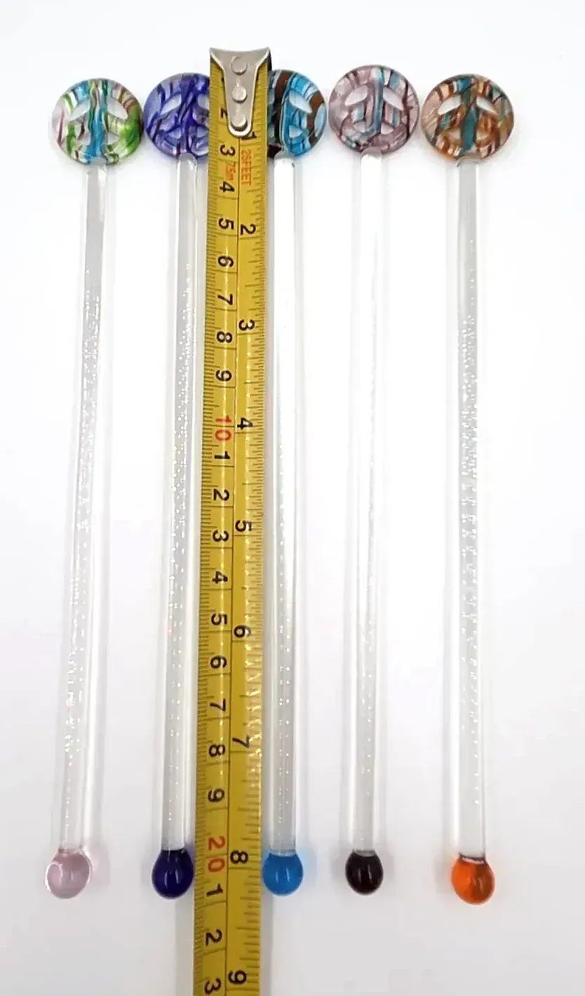 Art Glass Peace Sign Swizzle Sticks Cocktail Drink Stirrers 5 — maker's mark