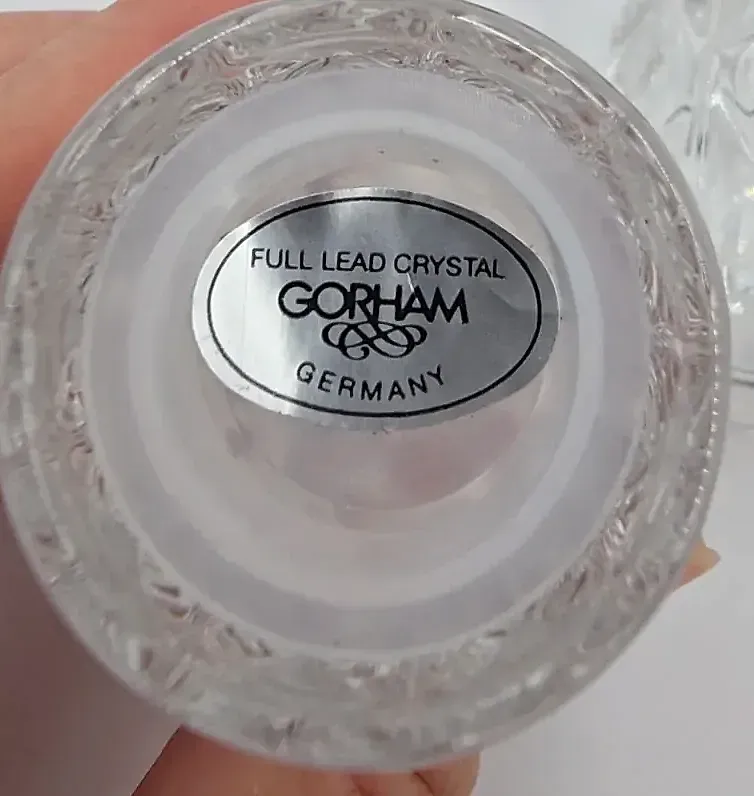 Vintage Gorham King Edward Full Lead Crystal Salt & Pepper Shaker Set Germany — side view