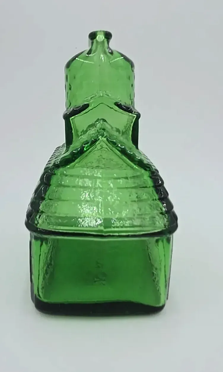 Vintage Wheaton T.C. Wheaton Flint Glass Works Green Bottle House Commemorative