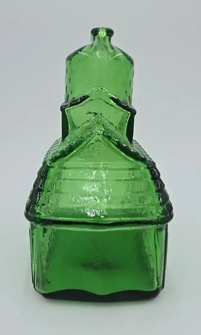 Vintage Wheaton T.C. Wheaton Flint Glass Works Green Bottle House Commemorative