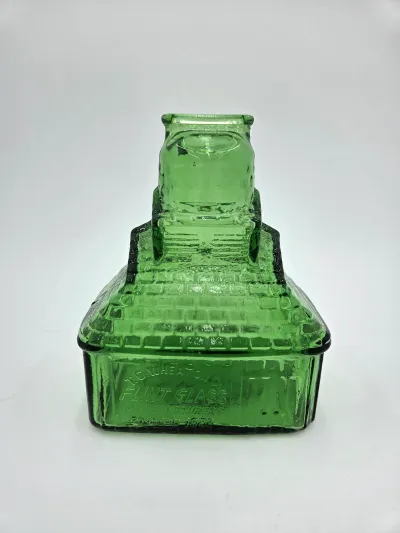 Vintage Wheaton T.C. Wheaton Flint Glass Works Green Bottle House Commemorative