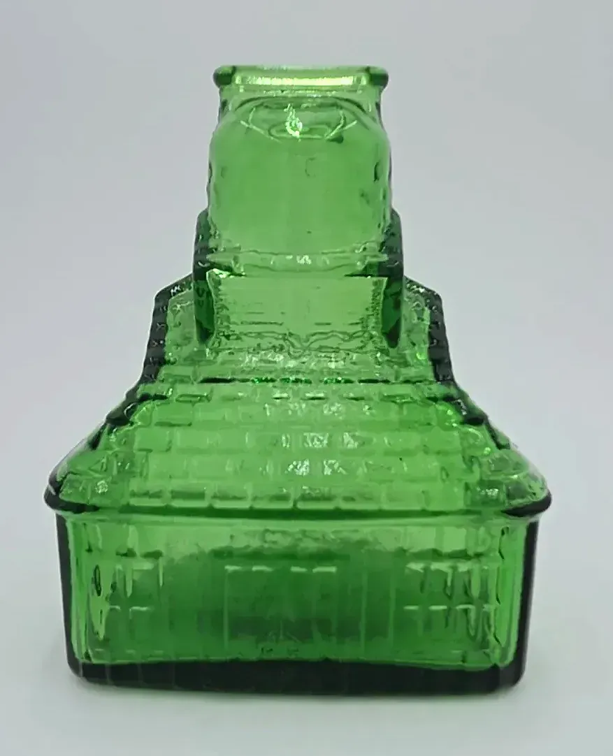 Vintage Wheaton T.C. Wheaton Flint Glass Works Green Bottle House Commemorative