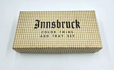 Vintage Innsbruck Color Twins Glass Ashtray  Mid Century Ice Blue Textured