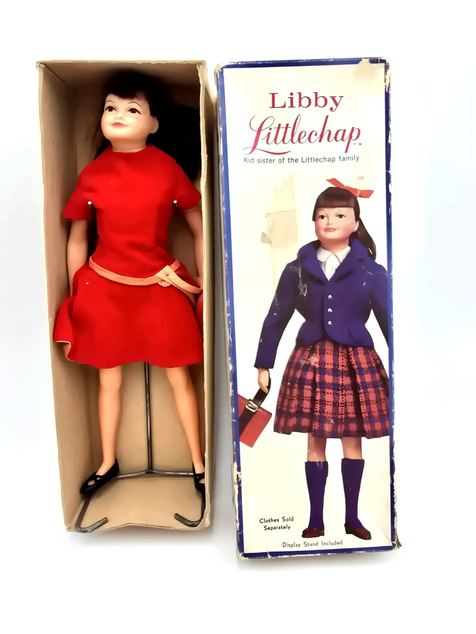 Vintage 1963 Remco Libby Littlechap 10.5" Doll in Original Box & Extras