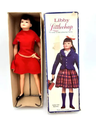 Vintage 1963 Remco Libby Littlechap 10.5" Doll in Original Box & Extras