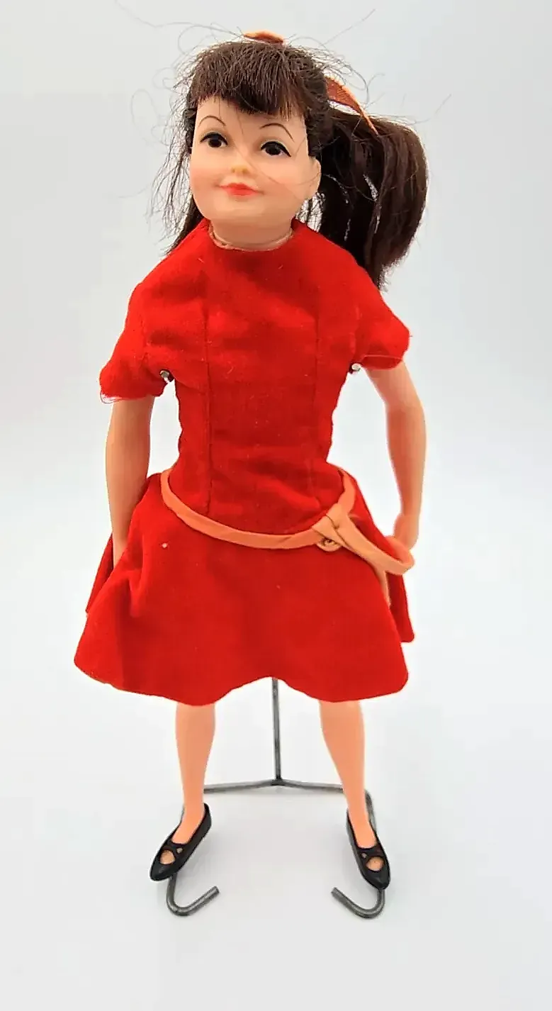 Vintage 1963 Remco Libby Littlechap 10.5" Doll in Original Box & Extras — side view