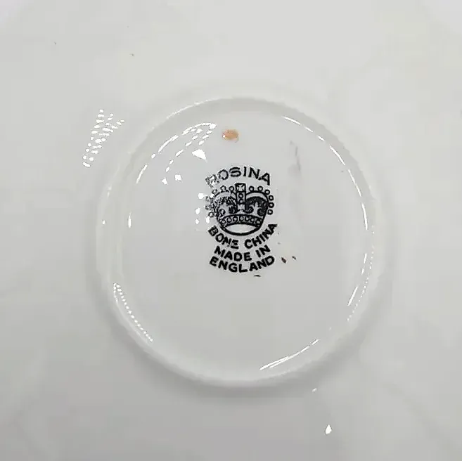 Vintage Rosina Bone China England Tea Cup & Saucer Black Floral Gold Trim