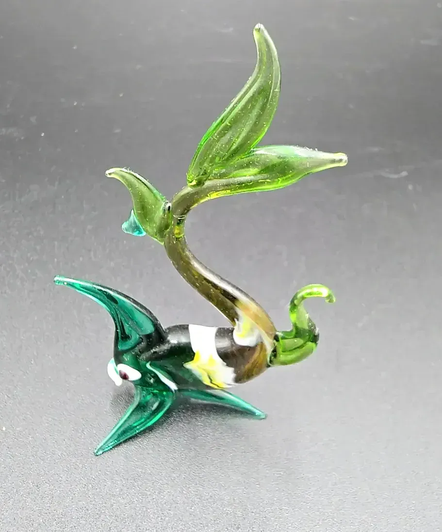 Vintage Hand Blown Art Glass Miniature Animal Figurines Bird Fish Swan Cat Rooster Lot 8