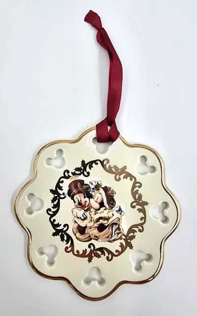Disney Parks Ceramic Scalloped Disc Ornament Mickey Mouse Cut Outs