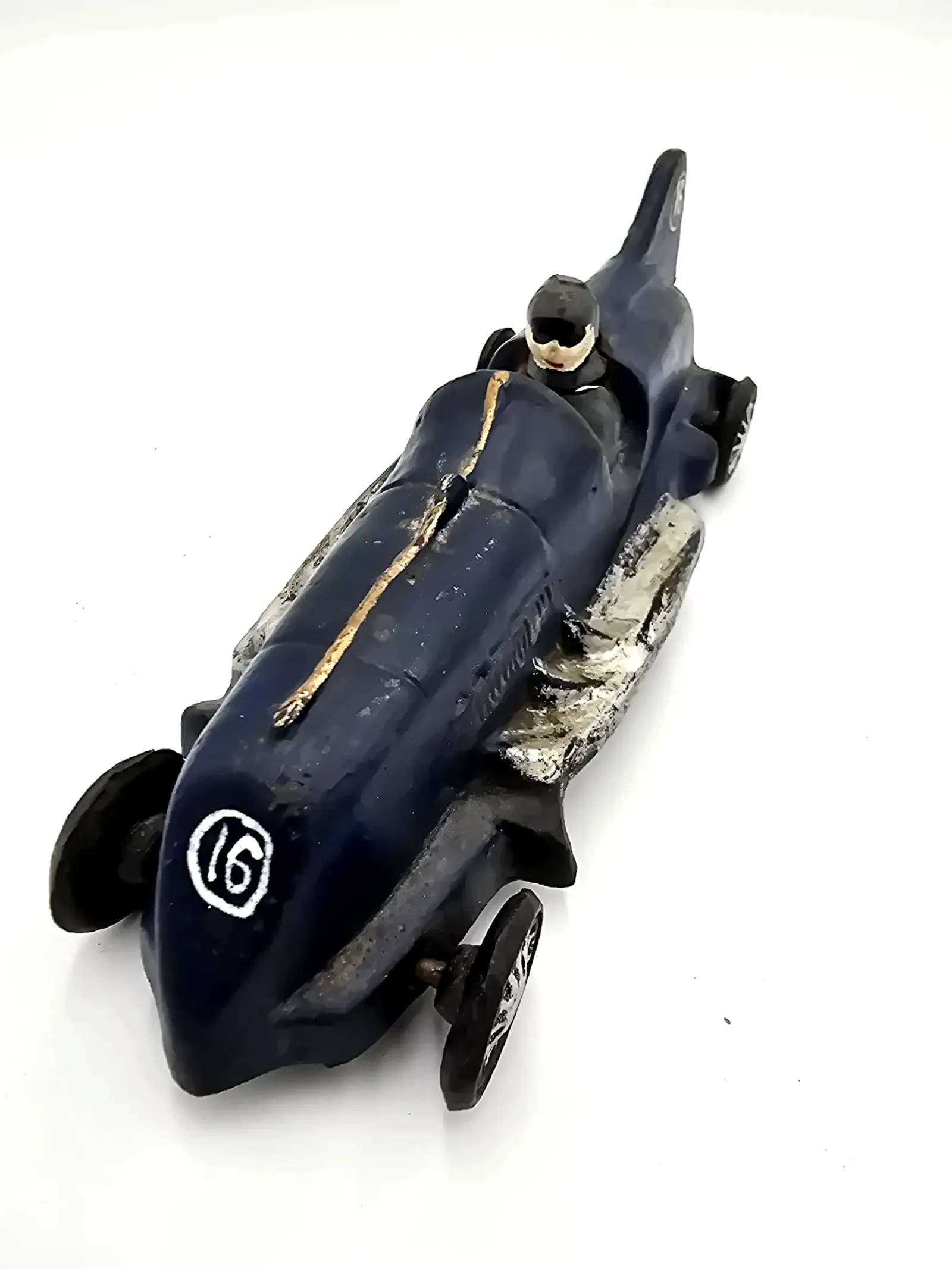Vintage  Cast Iron Streamline Race Car # 6