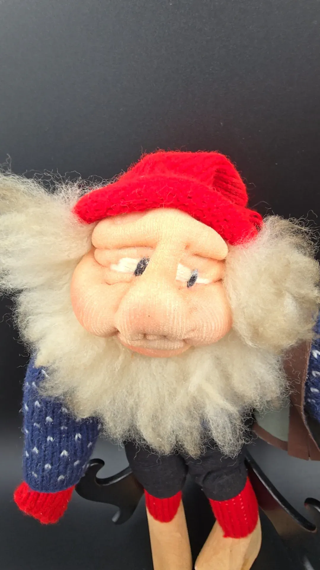 Vintage Tregaardens Julehus Norwegian Nisse Doll Drøbak Backpack Wooden Shoes — side view