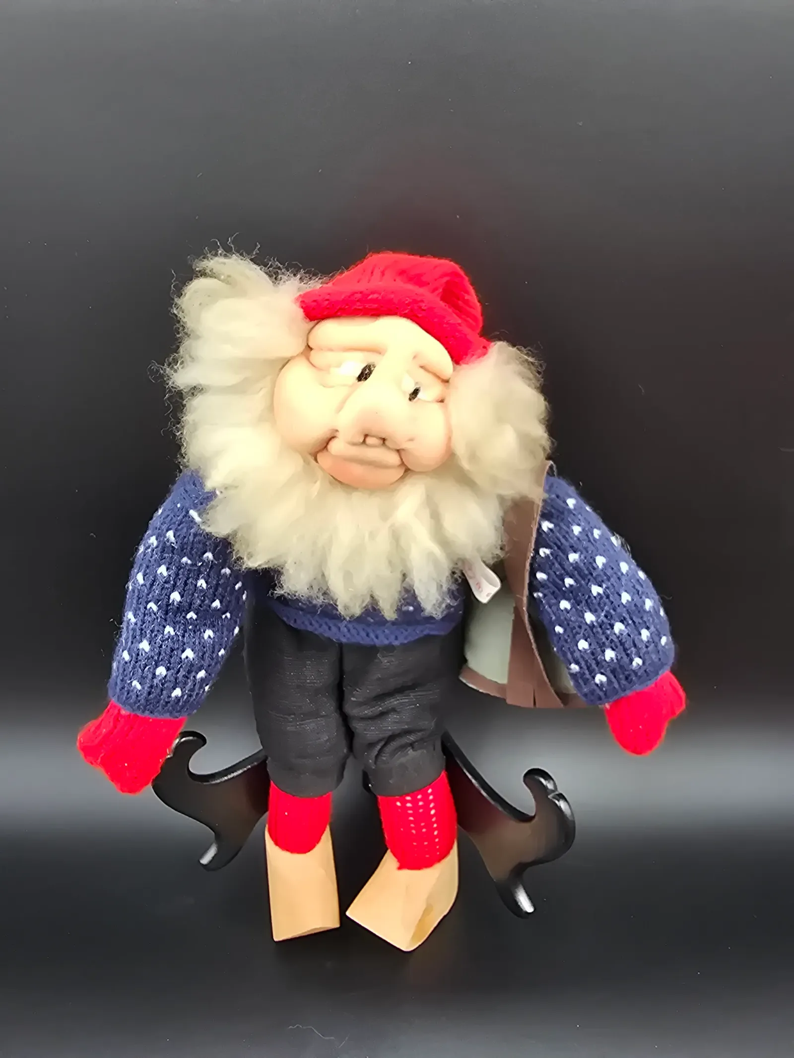 Vintage Tregaardens Julehus Norwegian Nisse Doll Drøbak Backpack Wooden Shoes