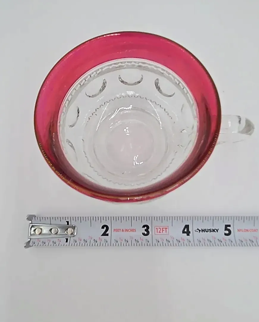 Set of 6 Vintage Cranberry Ruby Flash Glass Cups Mugs Tea Coffee Thumbprint Barware